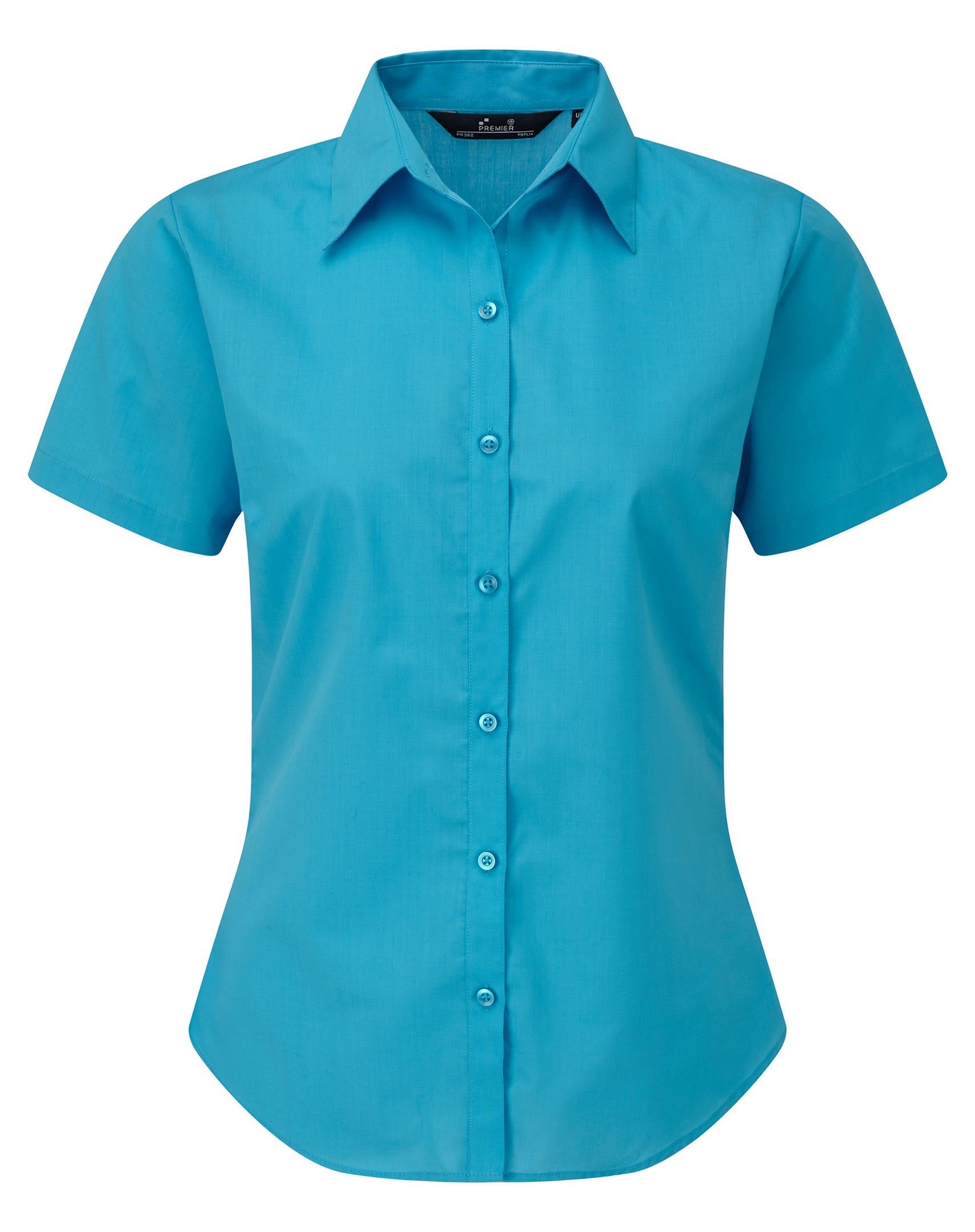 Ladies Poplin Short Sleeve Blouse | TURQUOISE